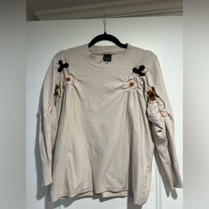 Amelie Women's Cream Sweater with Floral Accents